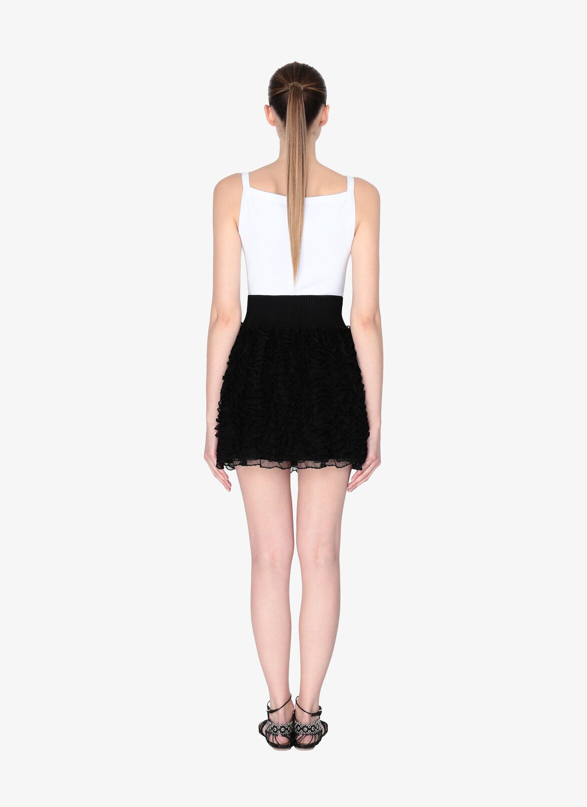 ミニ ラッフル スカート ALAÏA ブラック ミニ ラッフル スカート